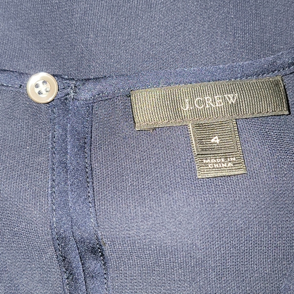 J Crew Chevron Navy Metallic Gold Wool Blend Tank - Picture 7 of 8